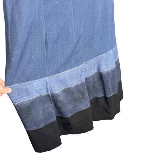 Akris Punto A Line Sleeveless Wool High Neck Ombre Colorblock Dress Blue Navy 8 - Picture 9 of 16